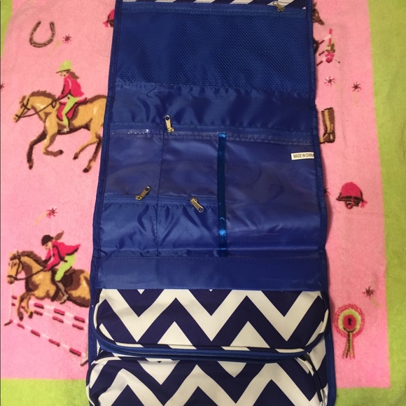 Ever Moda Royal Blue Chevron Hanging Cosmetic Bag - Picture 4 of 7